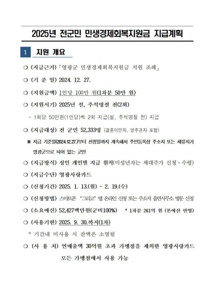 0.사진자료(영광군, 민생경제회복지원금 전국 최고, 100만원 지급-지급계획).jpg