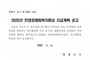 2025년 민생경제회복지원금 지급계획 공고
