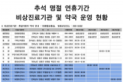 추석 명절 연휴기간 비상진료기관 및 약국 운영 현황