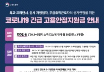 『코로나 19 긴급 고용안정 지원금』시행 공고